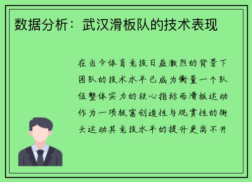 数据分析：武汉滑板队的技术表现