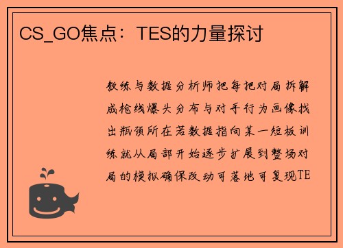 CS_GO焦点：TES的力量探讨